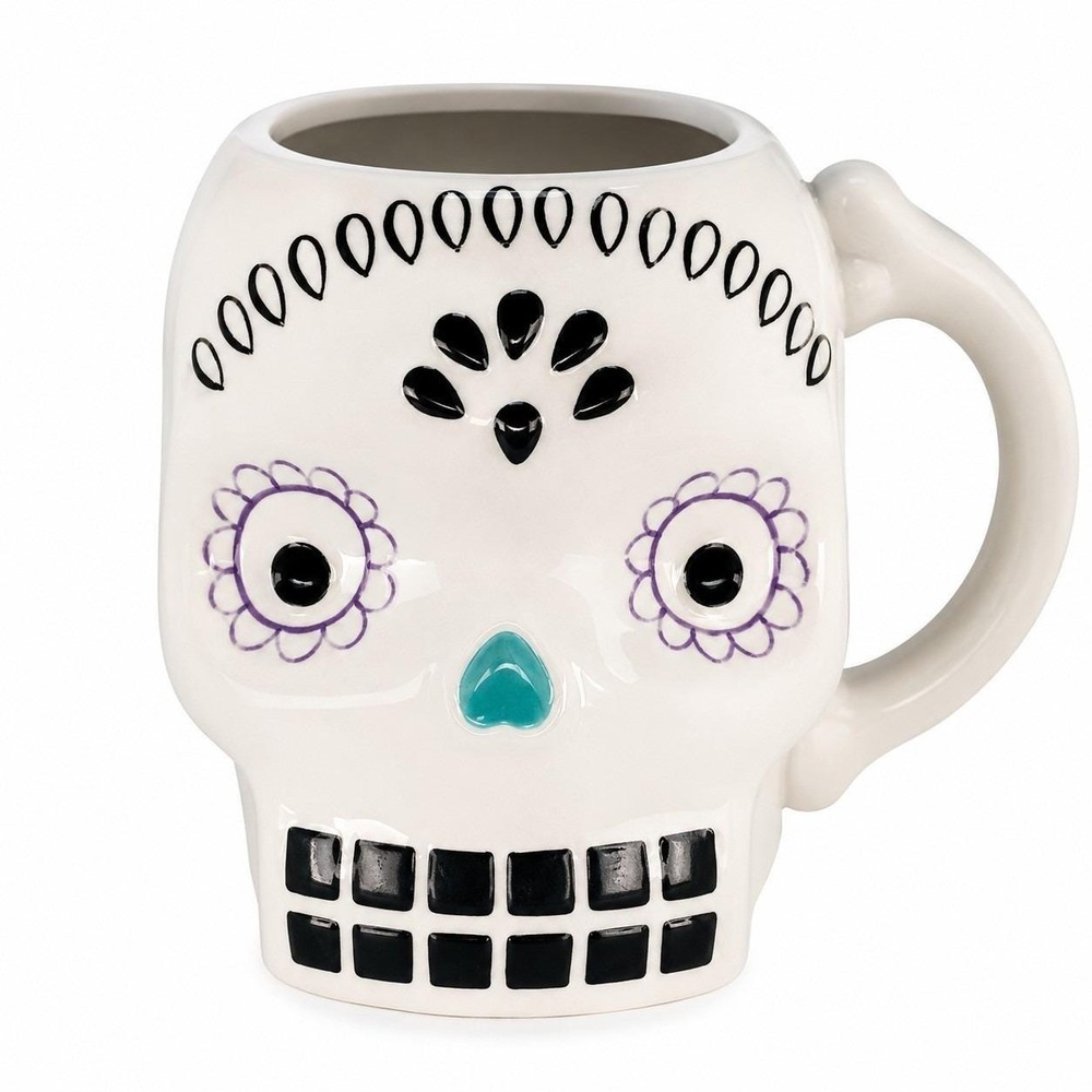 Holiday Home Scared Silly Sugar Skull Ceramic Halloween Coffee Mug Day of the De